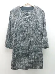 ◇ COMME CA DU MODE 裏地あり ノーカラー 秋冬コーデ 長袖 コート サイズ9 ブラック系 レディース E  【1305290022367】