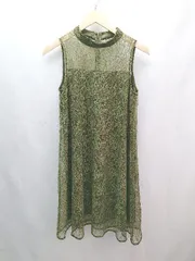 ◇ aimer anche オケージョン 裏地あり 結婚式 袖なし ひざ丈 ワンピース サイズ9 カーキ レディース E  【1305290023722】