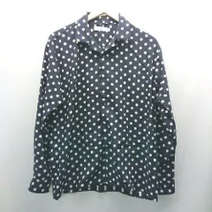 ◇ JOINT WORKS ジョイントワークス ドット柄 サテン生地 春コーデ 長袖 シャツ サイズM ネイビー/ホワイト レディース E  【1305290023531】