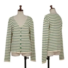 ジュニアゴルチエJUNIOR GAULTIER ボーダーVネックカーディガン ベージュ緑L