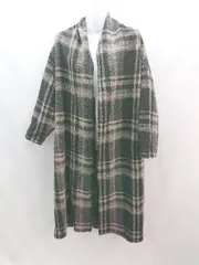 ◇ Nolley’ｓ ボリューム襟 ｶｼﾞｭｱﾙ チェック柄 ｳｰﾙ 長袖 コート カーディガン コーディガン サイズ38 ﾌﾞﾗｳﾝ レディース E  【1305290026747】