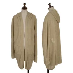 セオリーリュクスTheory luxe メッシュリネンボタンレスロングニットカーディガン ベージュ38