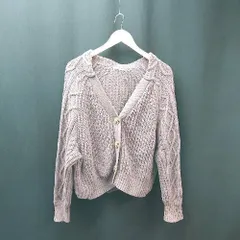 ◇ ROSE BUD ビッグボタン カジュアル 綺麗め オーバーサイズ 長袖 ニット カーディガン サイズF パープル レディース E  【1305290026983】