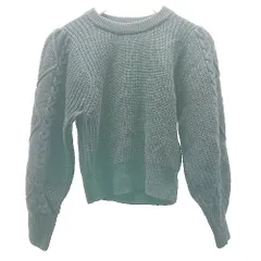 ◇ ViS ビス クルーネック ケーブル 起毛 シンプル ストレッチ 秋冬物 長袖 ニット サイズF ブラック系 レディース E  【1305290028840】