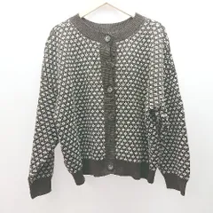 ◇ CLASSICAL ELF 総柄 フロントボタン ゆる感 秋冬 ニット 長袖 カーディガン サイズM-L ブラウン レディース E  【1305290028444】