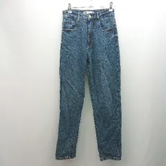 ◇ ZARA ザラ パッチ ステッチ ストレッチ ダメージ加工 シンプル オシャレ デニムパンツ サイズUS4 ブルー系 メンズ E  【1305290029298】