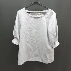 ◇ SOUP スープ Uネック シンプル 薄手 オシャレ カワイイ 春夏物 無地 半袖 ブラウス サイズ9 ブルー系 レディース E  【1305290029823】