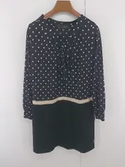 ◇ green label relaxing UNITED ARROWS 水玉 ドット 長袖 ミニ ワンピース ネイビー系 ブラック レディース E  【1305300003966】