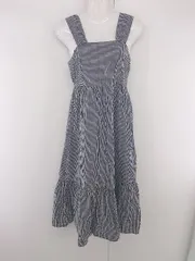 ◇ Hudson honey ハドソン ハニー ギンガムチェック 定番 膝下丈 ワンピース サイズM ブラック ホワイト レディース E  【1305300004741】