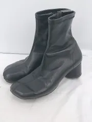 ◇ EVOL イーボル スクエアトゥ サイドジップ ショート ブーツ サイズ23.0 ブラック レディース E  【1305300005946】