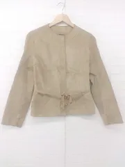 ◇ ◎ Deuxieme Classe 豚革 スウェード 長袖 ノーカラー ジャケット サイズ38 ベージュ レディース P  【1306020000785】のサムネイル