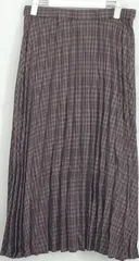 ◇ studio CLIP チェック ウエストゴム ロング プリーツ スカート サイズF バーガンディ ブルー レディース P  【1306020000341】