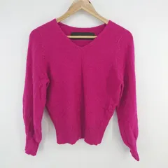 ◇ VIRGNIAQUALITY Vネック なめらか 長袖 ニット カットソー サイズ900 マゼンタピンク レディース P  【1306020001591】