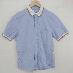 ◇ ◎ green label relaxing UNITED ARROWS 刺繡 総柄 オシャレ 半袖 シャツ サイズL ライトブルー マルチ メンズ P 【1306020001355】