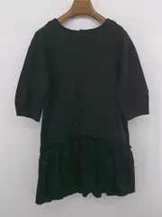 ◇ NINE ナイン シンプル 無地 ノーカラー 七分袖 ミニ ワンピース サイズF ブラック レディース E  【1306020003939】のサムネイル