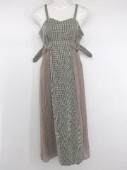◇ dazzlin ダズリン チェック 切替 大人かわいい ロング キャミソールワンピース サイズF ブラウン マルチ レディース E  【1306020003250】のサムネイル