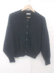 ◇ studio CLIP スタディオクリップ コットン ニット シンプル 長袖 カーディガン サイズM ブラック レディース E  【1306020004950】