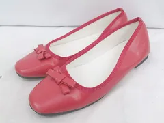 ◇ BONLECILL ボンルシール 可愛い リボン ラウンドトゥ フラット パンプス シューズ サイズL レッド系 レディース E  【1306020004479】