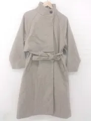 ■ ◎ Lian リアン ウエストリボン スタンドカラー 長袖 ロング コート サイズF ベージュ レディース E  【1306020005889】