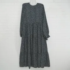 ◇ and R 花柄 フラワー ゆったり かわいい 長袖 ロング ワンピース サイズM-L ブラック ホワイト レディース E  【1306020005735】