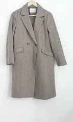 ◇ GLOBAL WORK WOOLLY TEC ヘリンボーン ダブルボタン 長袖 チェスター コート サイズM ブラウン系 レディース E  【1306020007104】
