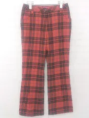 ◇ VIVA HEART ビバハート チェック ゴルフウェア フレア パンツ サイズ40 レッド ブルー系 ブラック レディース E  【1306020009696】