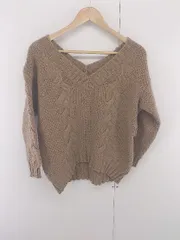 ◇ Spick & Span スピック＆スパン Vネック ケーブル 長袖 ニット セーター ライトブラウン系 レディース E  【1306020009283】