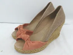 ◇ GAIMO ウエッジソール エスパドリーユ オープントゥ パンプス サンダル サイズ 35 オレンジ ブラウン レディース E  【1306020008699】