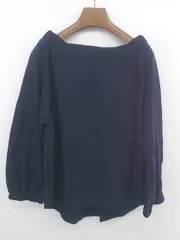 ◇ earth music&ecology シンプル ナチュラル 長袖 ブラウス カットソー サイズF ネイビー系 レディース E  【1306020012696】