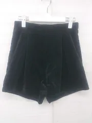 ◇ dazzlin ダズリン 無地 ベロア調 タック キュロット ショート パンツ サイズS ブラック レディース E  【1306020014898】