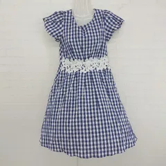 ◇ tocco closet ギンガムチェック 定番 レース 半袖 ミニ ワンピース サイズM ネイビー ホワイト レディース E  【1306020016571】