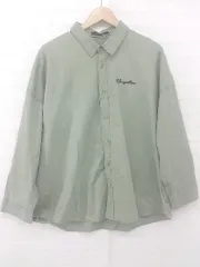 ◇ VENCE EXCHANGE 刺繍 長袖 シャツ サイズL モス グリーン系 メンズ E  【1306050022108】