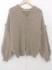 ◇ apres jour mignon 前後2way ダメージ加工 長袖 ニット プルオーバー サイズF ダークベージュ系 レディース E  【1306050021897】