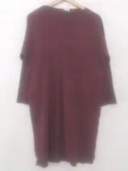 ◇ URBAN RESEARCH DOORS シンプル ポケット ニット 長袖 膝丈 ワンピース サイズONE ボルドー系 レディース E  【1306050027141】