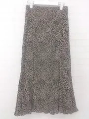 ◇ Heather 豹柄 レオパード バックゴム シャーリング ロング フレア スカート サイズF ベージュ ブラック系 レディース E  【1306050028452】のサムネイル