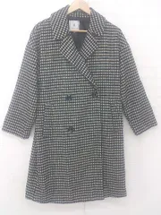 ◇ ROPE PICNIC ロペピクニック チェック 可愛い 長袖 コート サイズ40 ブラック アイボリー系 レディース E  【1306050027721】