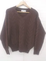 ◇ ROPE PICNIC ロペピクニック Vネック ケーブル ニット 長袖 セーター サイズ40 ブラウン レディース E  【1306050032619】
