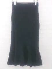 ◇ Bifrost ビフレスト シンプル カジュアル リブニット 膝下丈 マーメイド スカート ブラック レディース E  【1306050033517】