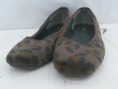 ◇ Kastane 豹柄 レオパード スクエアトゥ フラット パンプス シューズ サイズ約23.5cm相当 ダークブラウン系 レディース E  【1306050035351】