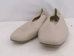 ◇ EVOL イーボル シンプル Vカット フラット パンプス シューズ サイズ23.5 ベージュ レディース E  【1306050035290】