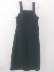 ◇ w closet スエード調 シンプル ノースリーブ ロング ジャンバースカート ワンピース サイズF ブラック レディース E  【1306050037775】