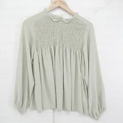 ◇ ROPE PICNIC くすみカラー シアー シャーリング 長袖 ブラウス カットソー サイズ40 グリーン系 レディース E  【1306050037409】