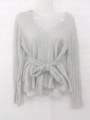 ◇ ◎ ROPE' シンプル 無地 袖スリット ウールニット Vネック 長袖 セーター サイズ38 ライトグレー系 マルチ レディース E  【1306050036983】