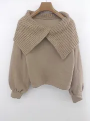 ◇ COLONY 2139 カジュアル シンプル 無地 ニット 切替 裏起毛 長袖 トレーナー サイズF ライトブラウン系 レディース E  【1306050036655】