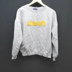 ◇ muahmuah ムーアムーア 裏起毛 ワッペン シンプル オシャレ 秋冬物 長袖 トレーナー サイズF グレー系 レディース E  【1306050042359】のサムネイル