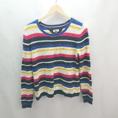 ◇ Tommy Hilfiger ケーブル ボーダー柄 Uネック シンプル オシャレ 秋冬物 長袖 ニット サイズS マルチ系 レディース E  【1306050043288】