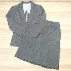 ◇ SUIT SELECT オフィス 無地 大人 膝丈 Ｓ スカートスーツ サイズ5 グレー レディース E  【1306050044926】