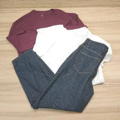 ◇ 《 UNIQLO まとめ商品 3点セット サイズM/61 シンプル オシャレ デニムパンツ ロングTシャツ Tシャツ レディース 》 E  【1306050046586】