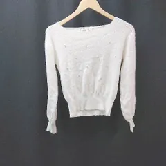 ◇ PROPORTION BODY DRESSING Uネック パール ケーブル 起毛 オシャレ 長袖 ニット サイズF クリーム系 レディース E  【1306050046630】