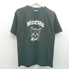 ◇ RUDDU CHEEKS フロントプリント 猫 カジュアル シンプル ラフ 半袖 Tシャツ サイズM ブラック メンズ E  【1306050049198】